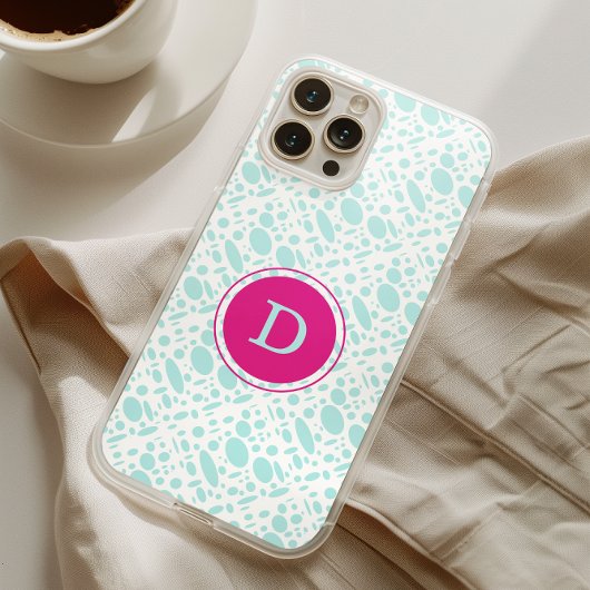 Mintgroen en Roze Monogram iPhone Hoesje