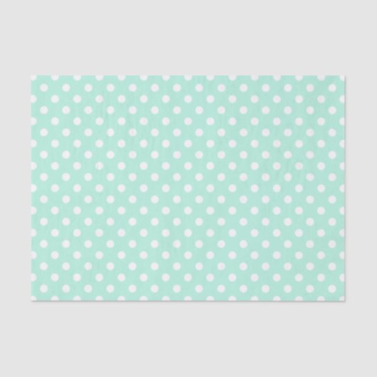 mintgroen en wit polka dots tissue papier (Voorkant)
