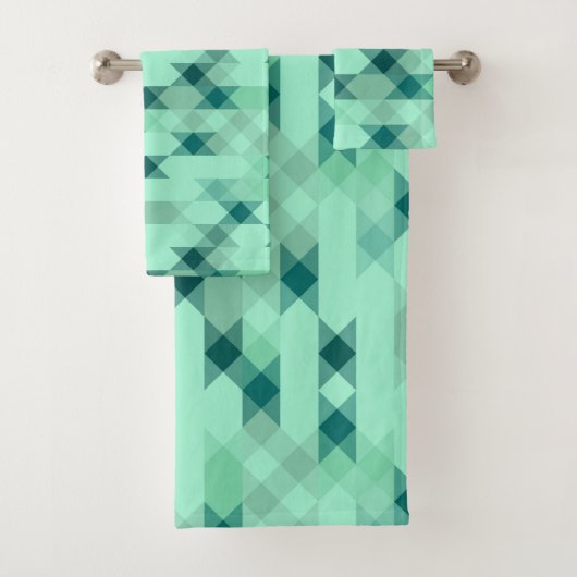 mintgroen geometrisch bad handdoek (Insitu)