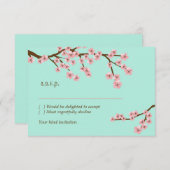 Mintgroen & Roze Kersenbloesem Moderne RSVP (Voorkant / Achterkant)