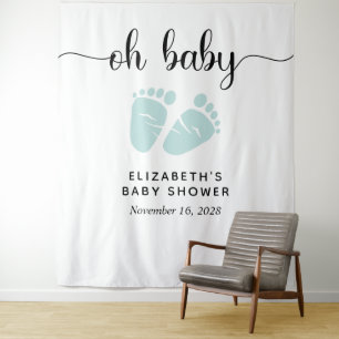 Mintgroene babyfoto-achtergrond voor babyborrel wandkleed