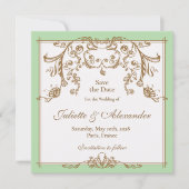 Mintgroene Barok Save the Date Kaart (Voorkant)
