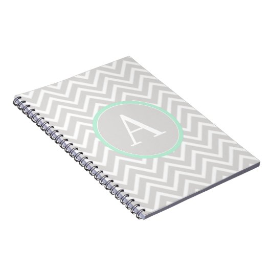 Mintgroene Chevron Monogram Notitieboek (Rechterzijde)