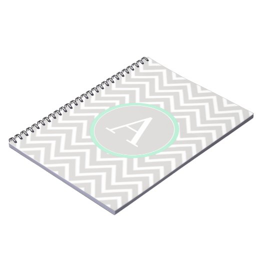 Mintgroene Chevron Monogram Notitieboek (Linkerzijde)