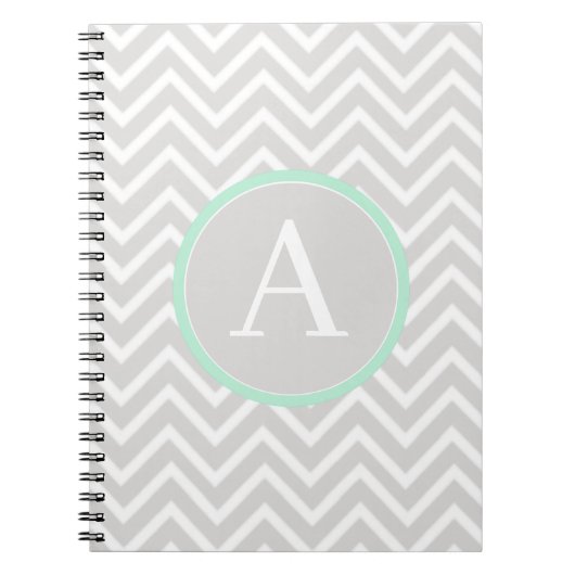 Mintgroene Chevron Monogram Notitieboek (Voorkant)