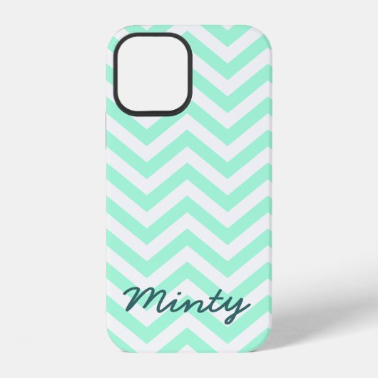 Mintgroene chevron patroon iPhone 5C hoesje iPhone 12 Hoesje (Achterkant)