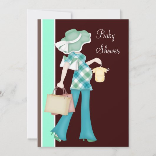 Mintgroene chocoladebruine babyshower kaart (Voorkant)