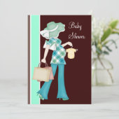 Mintgroene chocoladebruine babyshower kaart (Staand voorkant)