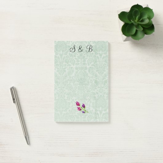 Mintgroene damasten beginletters Post-it® Notes 4  (Kantoor)