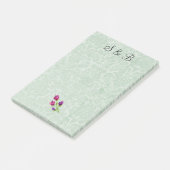 Mintgroene damasten beginletters Post-it® Notes 4  (Schuin)