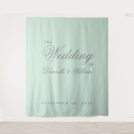 Mintgroene eenvoudige kalligrafie trouw achtergron wandkleed