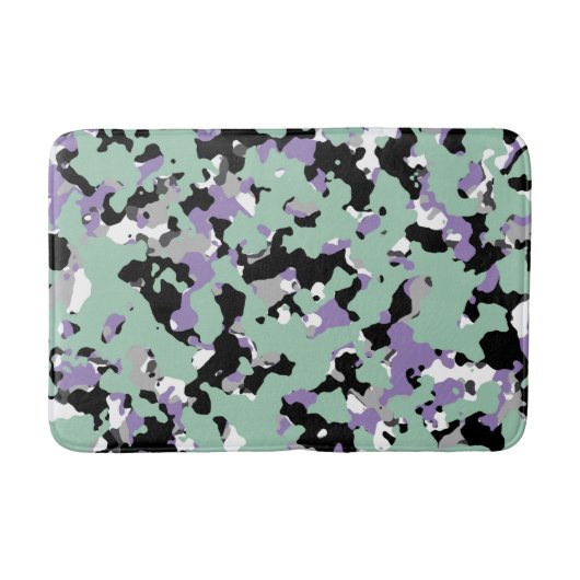 Mintgroene en paarse camouflage Camo print Badmat (Voorkant)