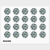 Mintgroene en paarse camouflage camo print feest ronde sticker (Vel)