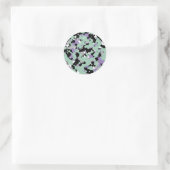 Mintgroene en paarse camouflage camo print feest ronde sticker (Tas)