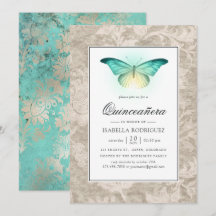 Mintgroene en parel damasten Quinceañera