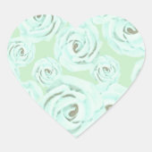 Mintgroene en turquoise frostingroosstickers hart sticker (Voorkant)