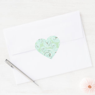 Mintgroene en turquoise frostingroosstickers  hart sticker