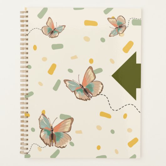 Mintgroene esthetische vlinder planner notitieboek (Voorkant)