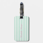 Mintgroene gestreepte Monogram- Persoonlijk Bagagelabel (Achterkant verticaal)
