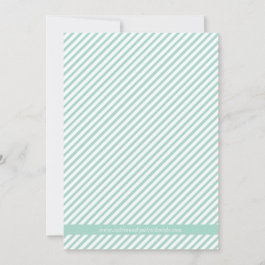 Mintgroene gestreepte save the date-aankondiging kaart (Achterkant)