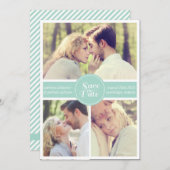 Mintgroene gestreepte save the date-aankondiging kaart (Voorkant / Achterkant)