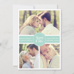 Mintgroene gestreepte Save the Date-aankondiging Kaart