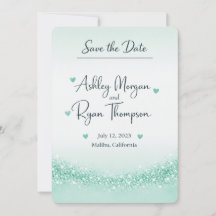 Mintgroene Glitter Save the Date Kaart 