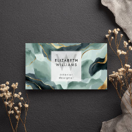 Mintgroene gouden abstracte monogram visitekaartje