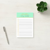 Mintgroene Gouden Checklist Gepersonaliseerde Take Post-it® Notes (Kantoor)