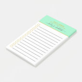Mintgroene Gouden Checklist Gepersonaliseerde Take Post-it® Notes (Schuin)