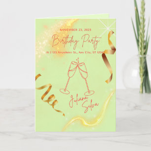 Mintgroene gouden glitter verjaardagsuitnodiging kaart