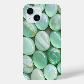Mintgroene jade kristallen esthetische telefoonhoe iPhone 15 case