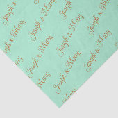 Mintgroene & Koperen Script Voorjaarshuwelijk  Tissuepapier (Detail)