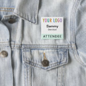 Mintgroene Ledenaambadge met Logo Speldje Vierkant (In situ)
