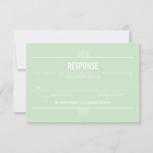 Mintgroene moderne typografie en bloemen RSVP-kaar RSVP Kaartje (Voorkant)
