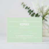 Mintgroene moderne typografie en bloemen RSVP-kaar RSVP Kaartje (Staand voorkant)