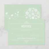 Mintgroene moderne typografie en bloemen RSVP-kaar RSVP Kaartje (Voorkant / Achterkant)