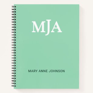 Mintgroene Monogram 3 drie letterige Initialen Mod Notitieboek