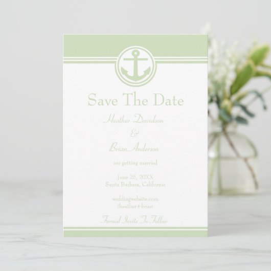 Mintgroene Nautilusanker Bewaar de Datum Save The Date (Staand voorkant)