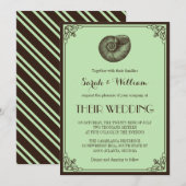 Mintgroene nautische strand trouw uitnodiging (Voorkant / Achterkant)