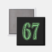 Mintgroene nummer 67 distressed sportnummer trui magneet (Voorkant / Achterkant)