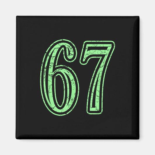 Mintgroene nummer 67 distressed sportnummer trui magneet (Voorkant)