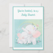 Mintgroene Olifant Jongen Meisje Baby Shower Kaart (Voorkant)