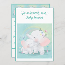 Mintgroene Olifant Jongen Meisje Baby Shower Kaart