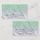 Mintgroene Ombre Glitter Marmer Aangepaste Glitter Visitekaartje (Voorkant / Achterkant)