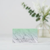 Mintgroene Ombre Glitter Marmer Aangepaste Glitter Visitekaartje (Staand voorkant)