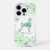 Mintgroene Poodle | Aangepaste Bloemenhond Moeder iPhone Hoesje (Achterkant)