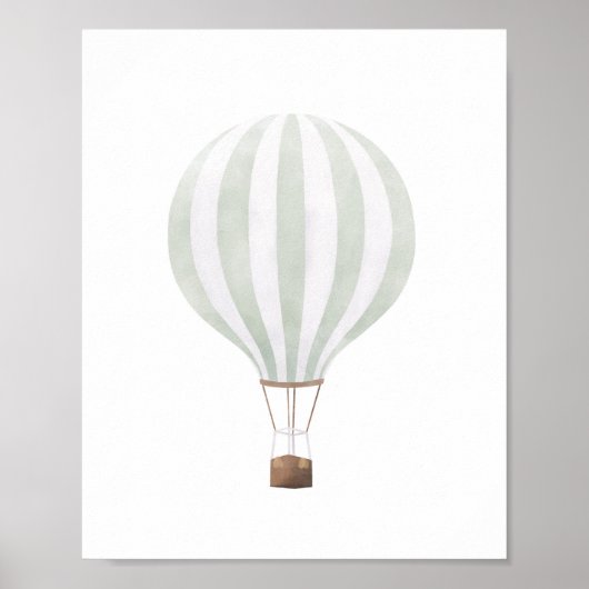 Mintgroene poster met hete luchtballon voor kinder (Voorkant)