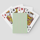 Mintgroene roze gestreepte geometrische minimal pokerkaarten (Achterkant)