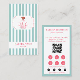 Mintgroene Roze Strepen Bakkerij Logo Klantenkaart Visitekaartje